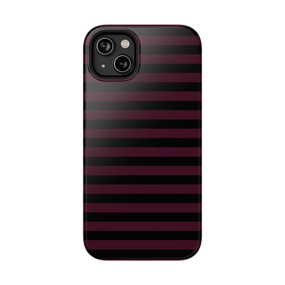 Burgundy and Black Stripes MagSafe Tough iPhone Case