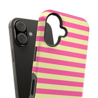 Yellow and Pink Stripes Tough iPhone Case