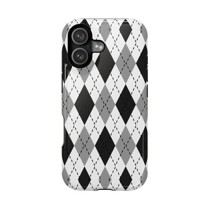 Monochrome Argyle MagSafe Tough iPhone Case