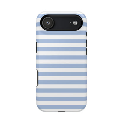 White and Blue Stripes MagSafe Tough iPhone Case