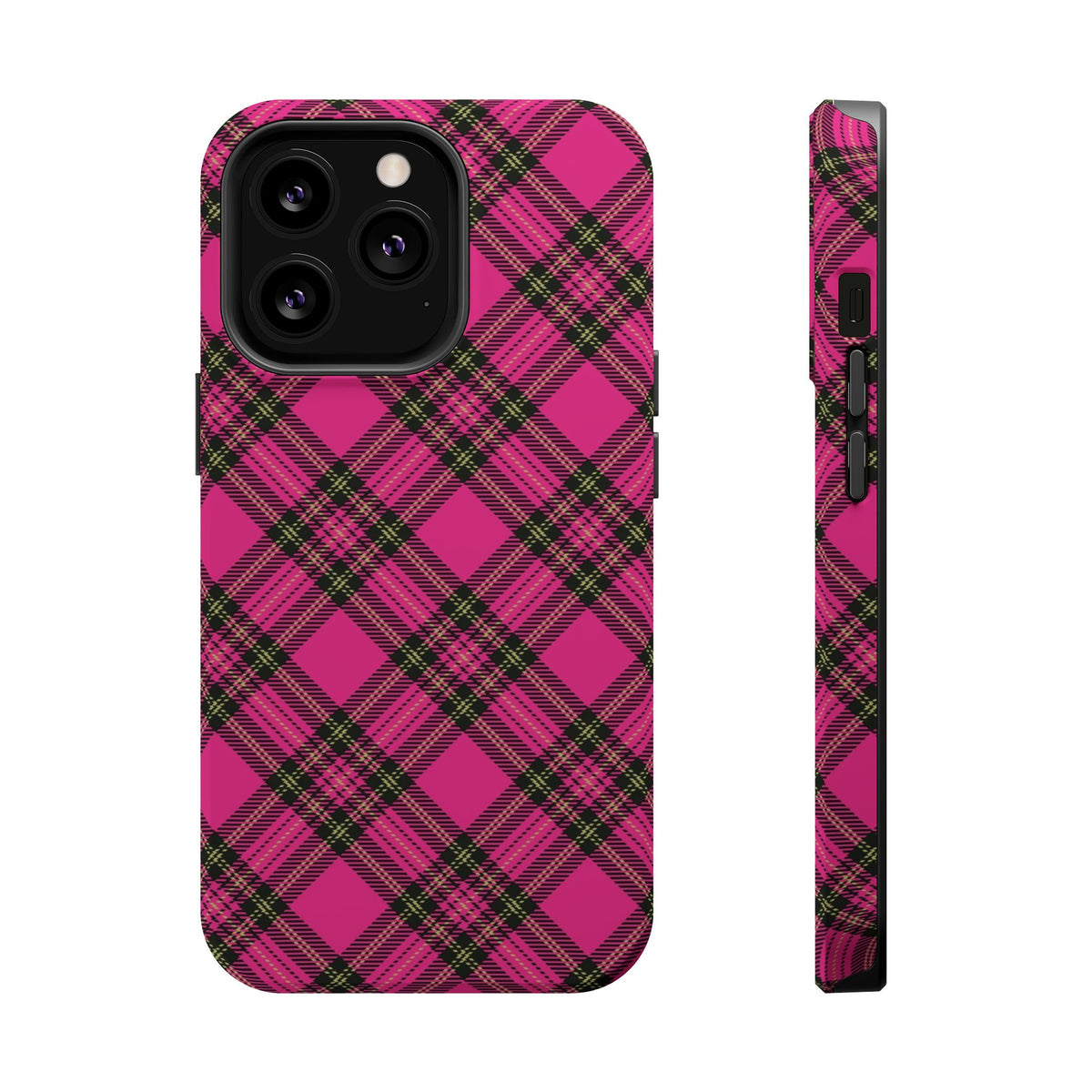 Pink Tartan MagSafe Tough iPhone Case