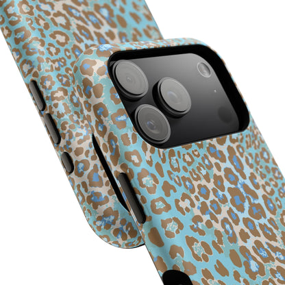 Faded Blue Leopard MagSafe Tough iPhone Case