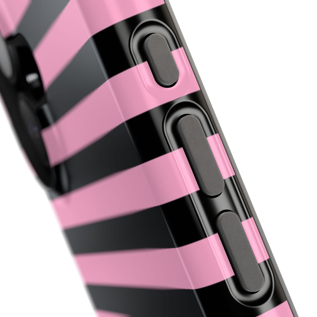 Light Pink and Black Stripes Tough iPhone Case