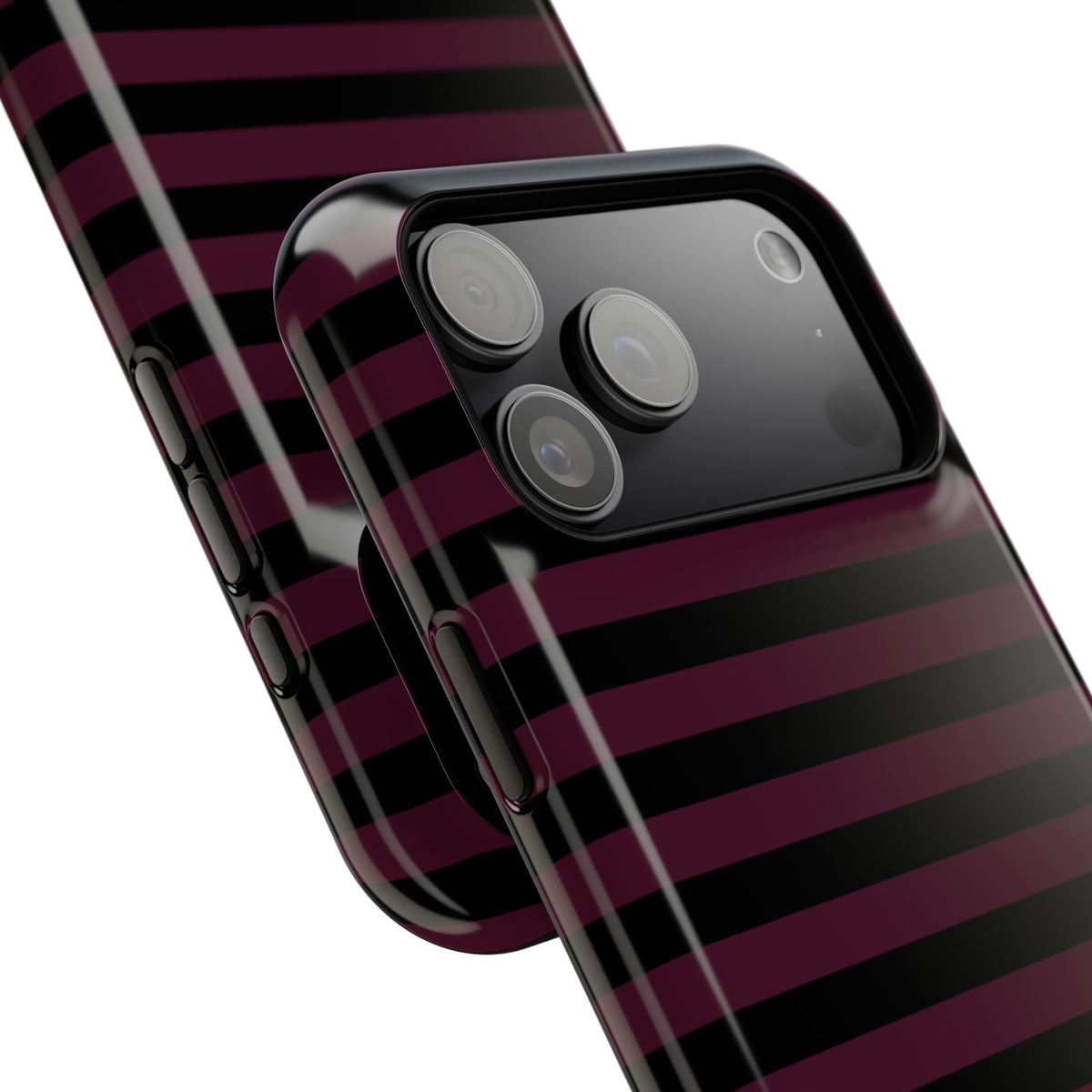 Burgundy and Black Stripes MagSafe Tough iPhone Case