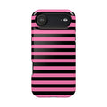 Pink and Black Stripes Tough iPhone Case