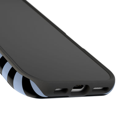 Faded Blue and Black Stripes MagSafe Tough iPhone Case