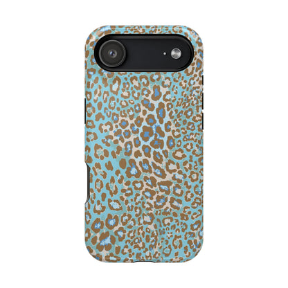 Faded Blue Leopard MagSafe Tough iPhone Case