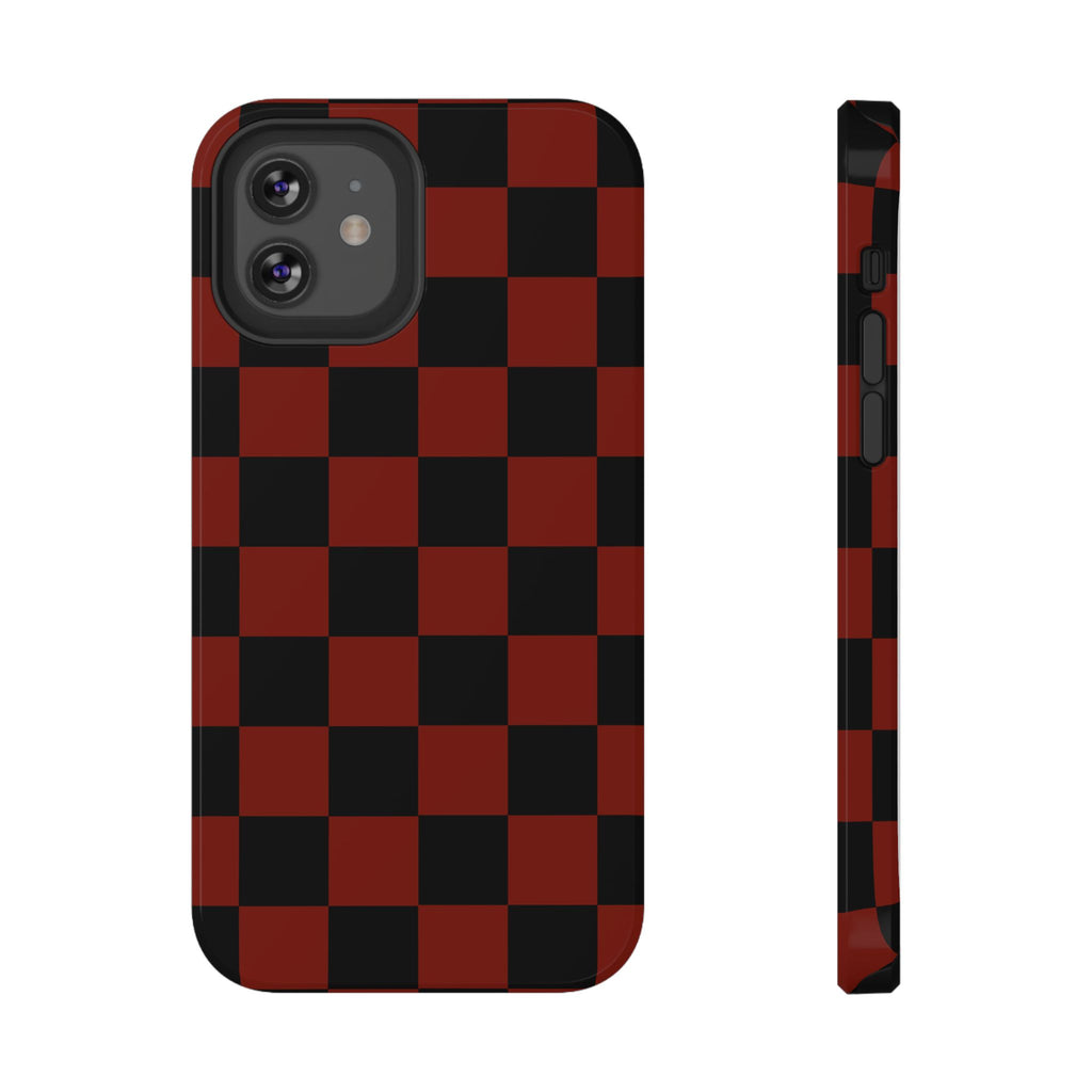 Red Grid Tough iPhone Case