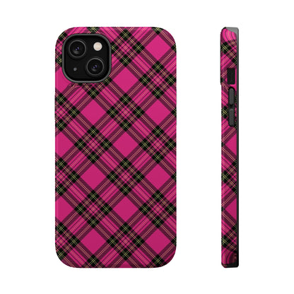 Pink Tartan MagSafe Tough iPhone Case