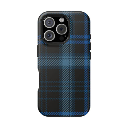 Blue Plaid MagSafe Tough iPhone Case