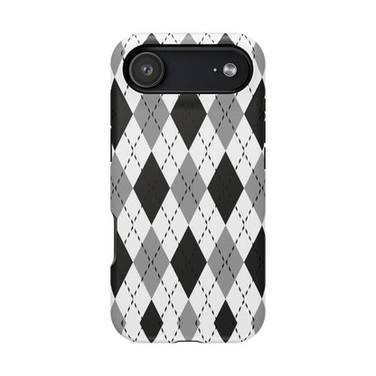 Monochrome Argyle MagSafe Tough iPhone Case