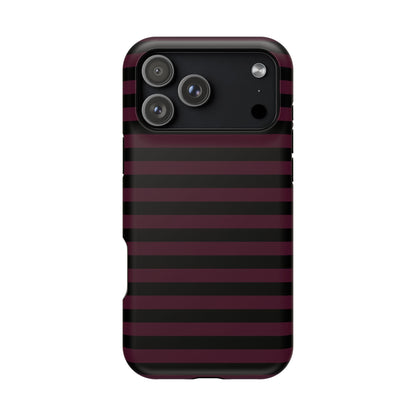 Burgundy and Black Stripes MagSafe Tough iPhone Case