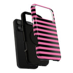 Pink and Black Stripes Tough iPhone Case