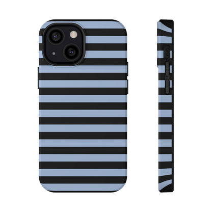 Faded Blue and Black Stripes MagSafe Tough iPhone Case