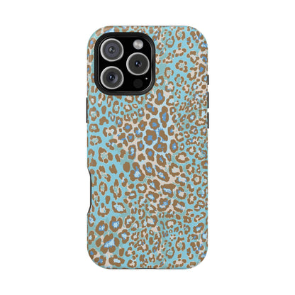 Faded Blue Leopard MagSafe Tough iPhone Case