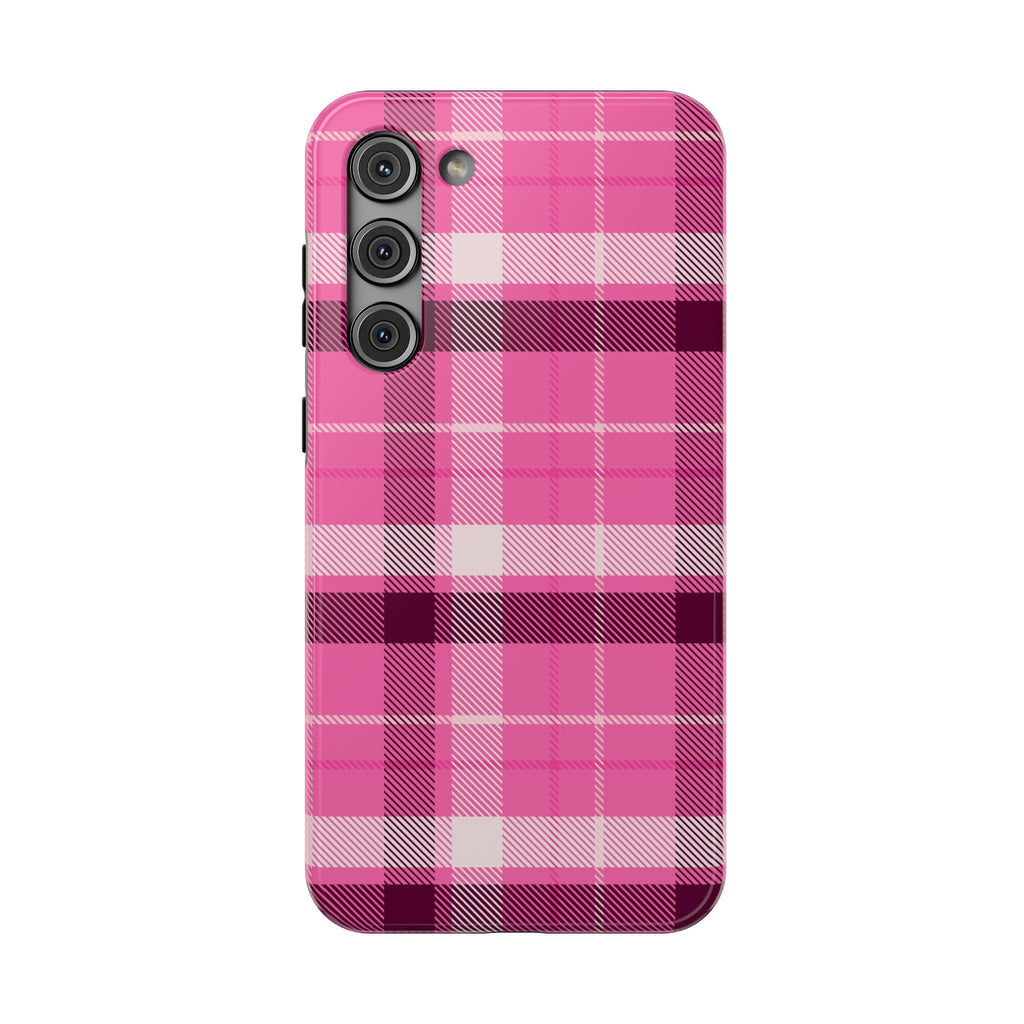 Pink Plaid Tough Samsung Case