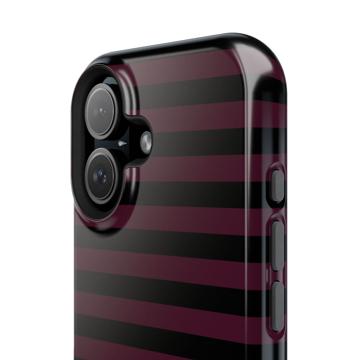 Burgundy and Black Stripes MagSafe Tough iPhone Case