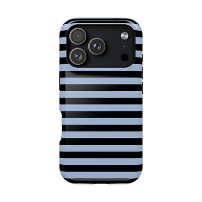 Faded Blue and Black Stripes MagSafe Tough iPhone Case