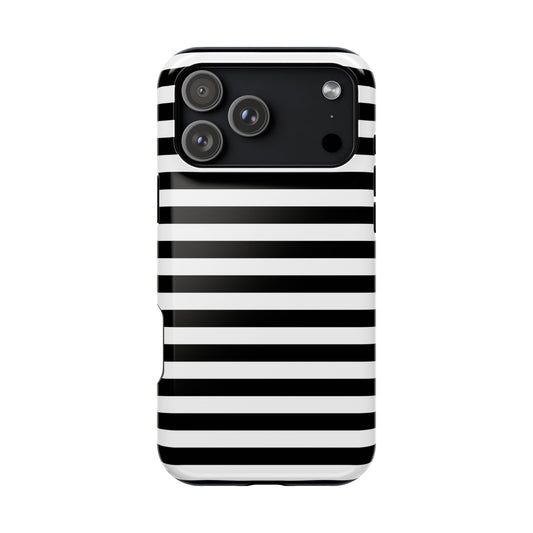 Black and White Stripes MagSafe Tough iPhone Case