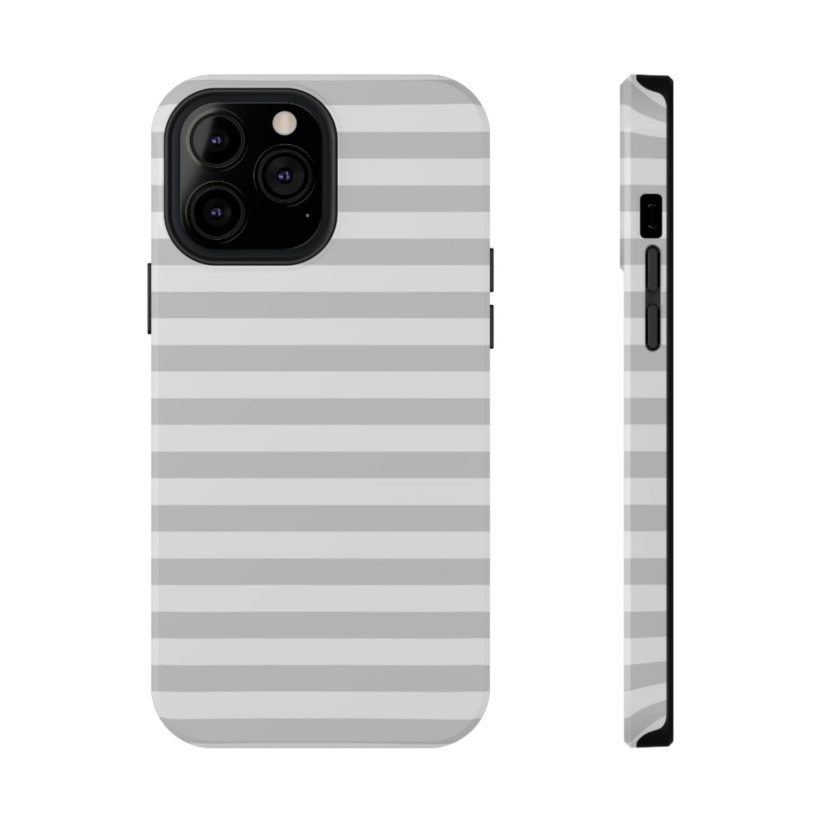 White and Grey Stripes MagSafe Tough iPhone Case