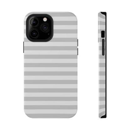 White and Grey Stripes MagSafe Tough iPhone Case