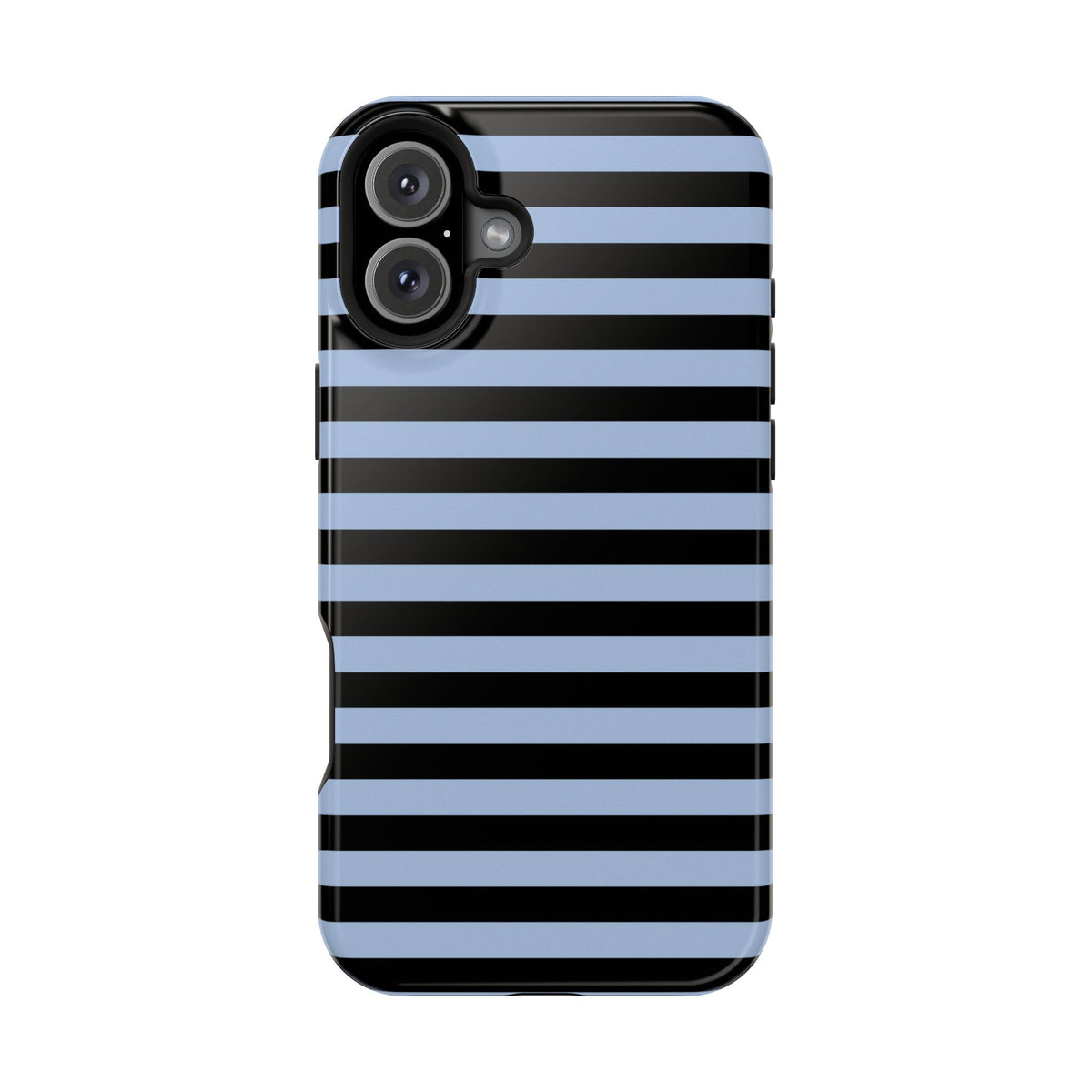 Faded Blue and Black Stripes MagSafe Tough iPhone Case
