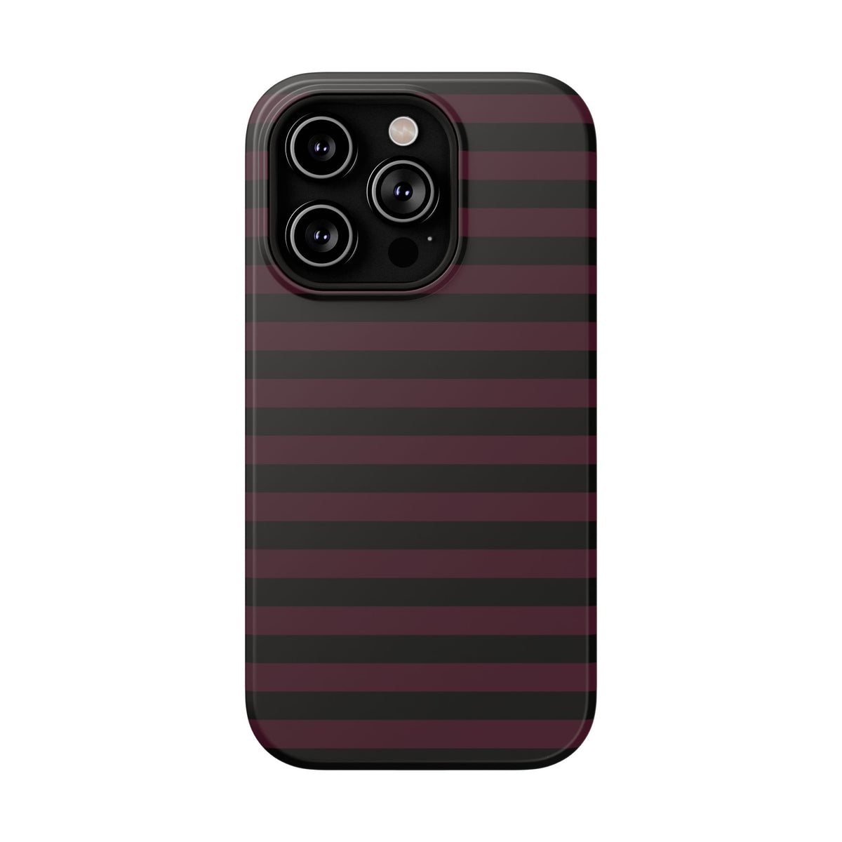 Burgundy and Black Stripes MagSafe Tough iPhone Case