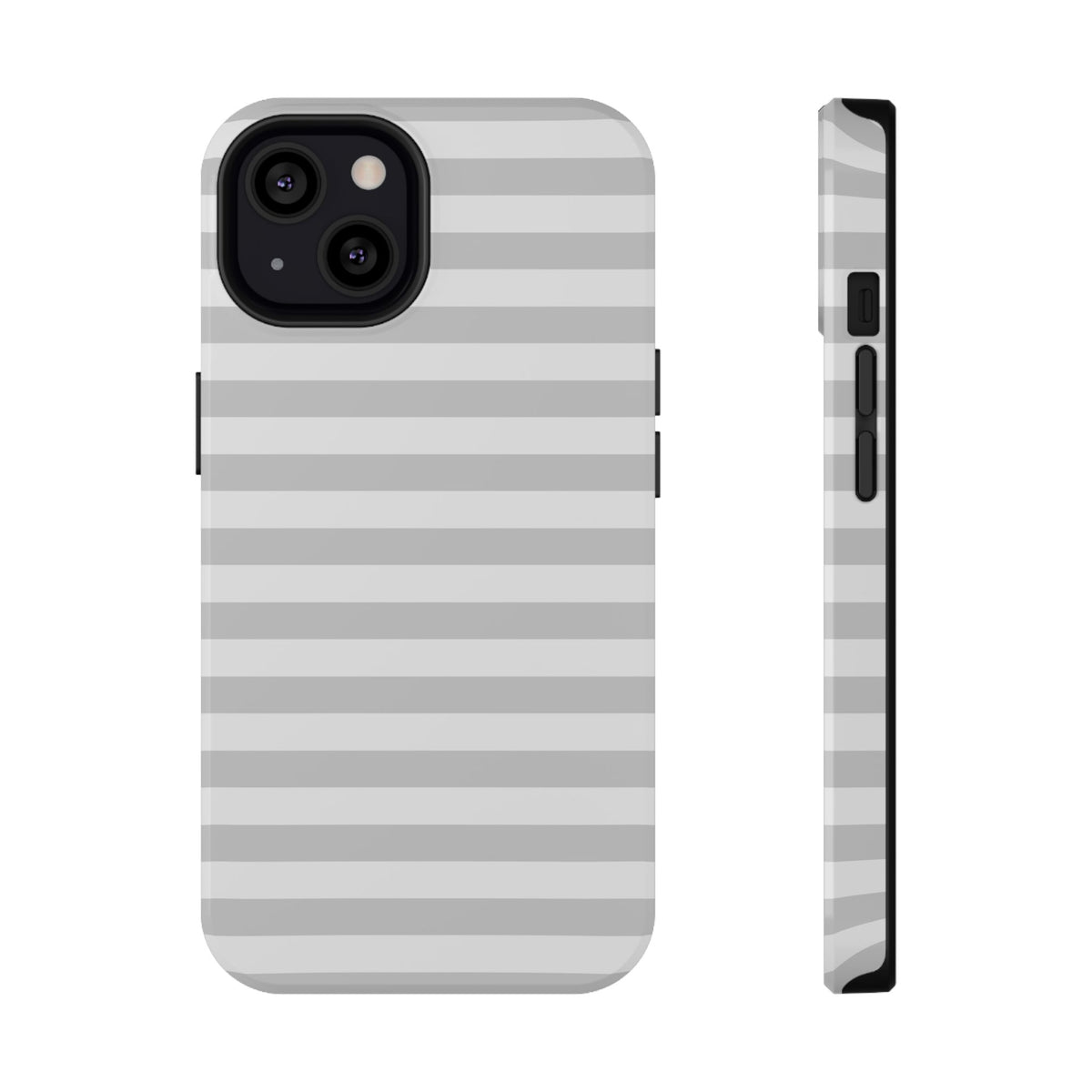 White and Grey Stripes MagSafe Tough iPhone Case