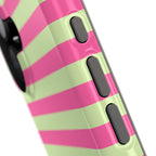 Pink and Green Stripes Tough iPhone Case
