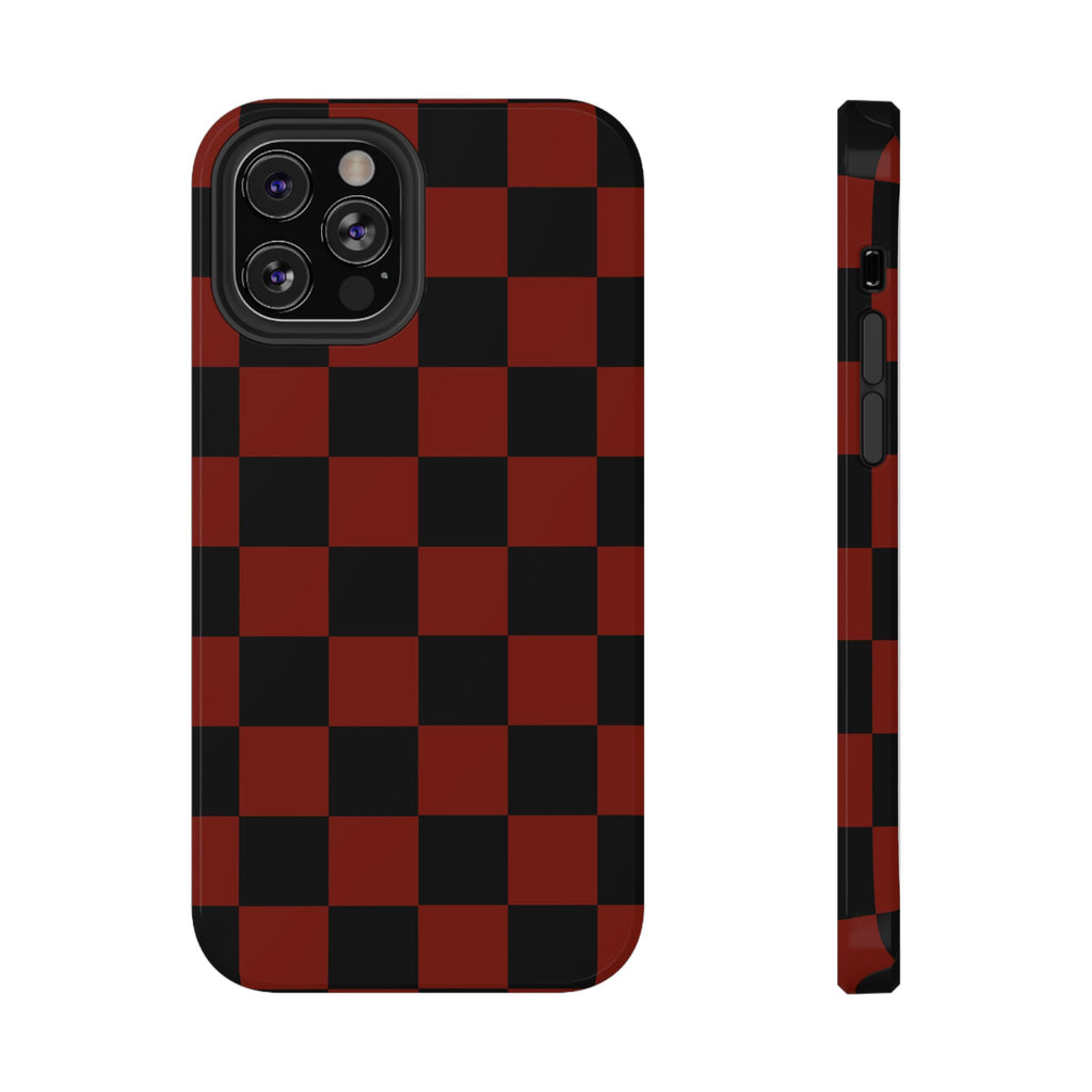 Red Grid Tough iPhone Case