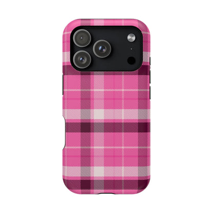 Pink Plaid MagSafe Tough iPhone Case