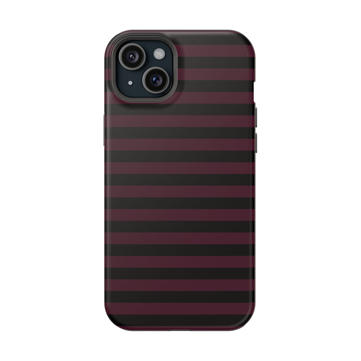 Burgundy and Black Stripes MagSafe Tough iPhone Case