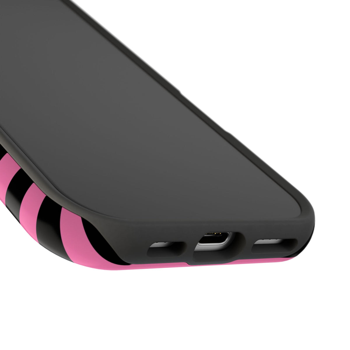 Pink and Black Stripes Tough iPhone Case
