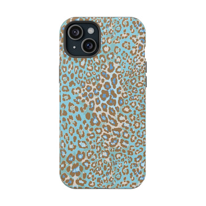 Faded Blue Leopard MagSafe Tough iPhone Case