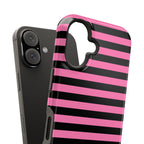 Pink and Black Stripes Tough iPhone Case