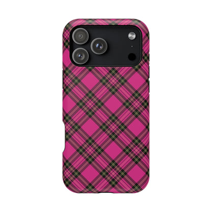Pink Tartan MagSafe Tough iPhone Case
