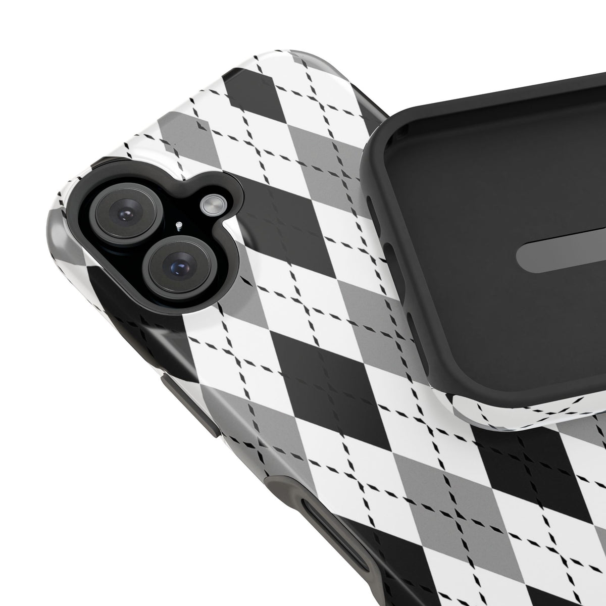 Monochrome Argyle MagSafe Tough iPhone Case