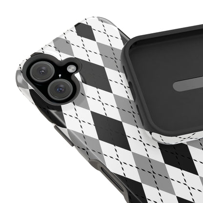Monochrome Argyle MagSafe Tough iPhone Case