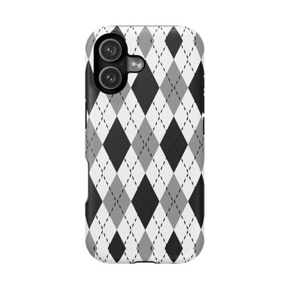 Monochrome Argyle MagSafe Tough iPhone Case