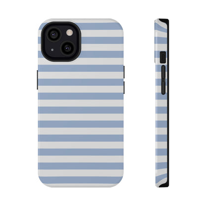 White and Blue Stripes MagSafe Tough iPhone Case