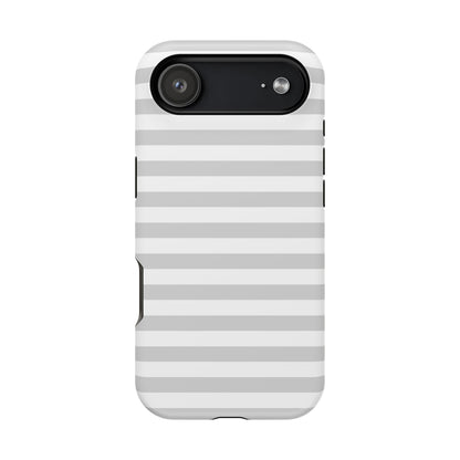 White and Grey Stripes MagSafe Tough iPhone Case