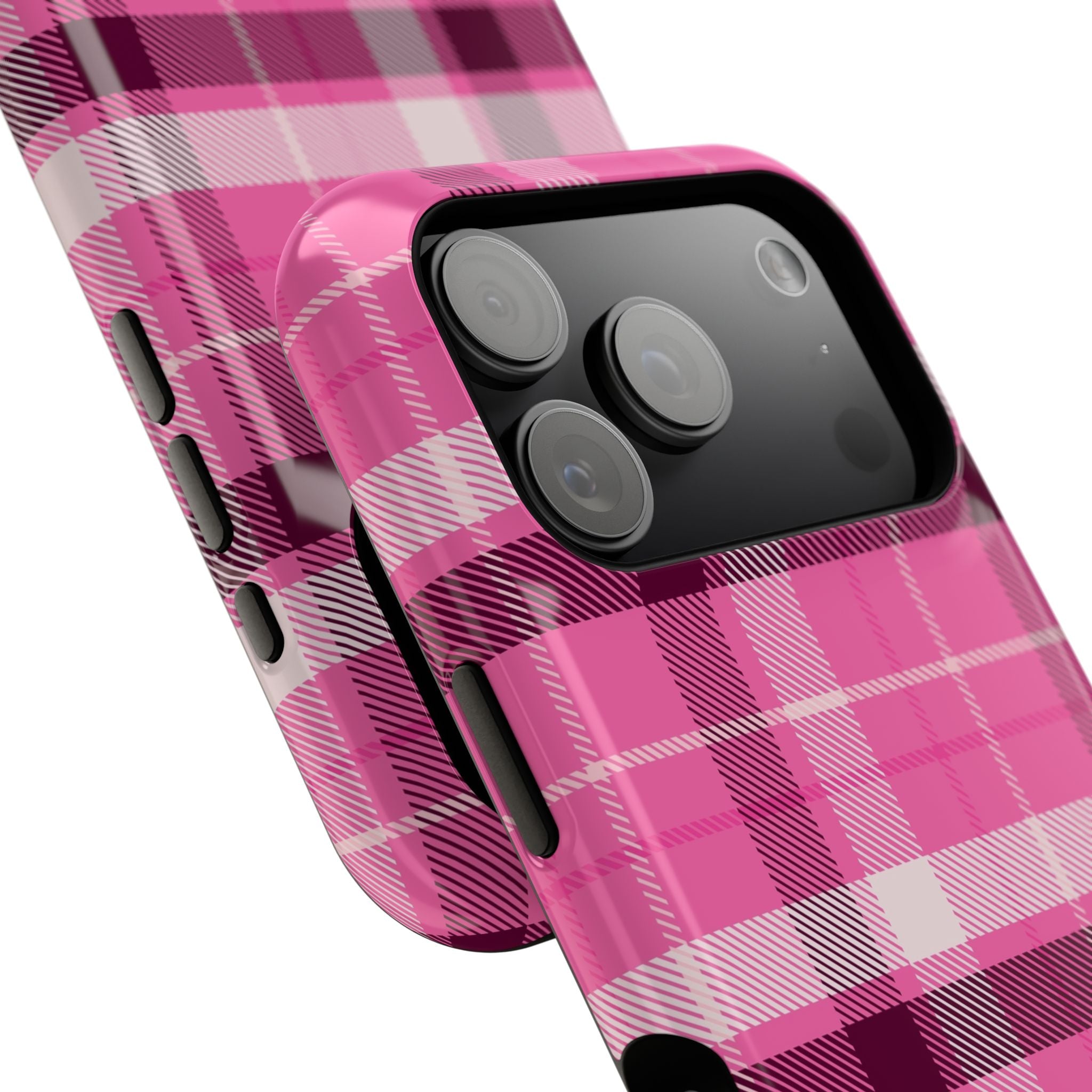 Pink Plaid Tough iPhone Case