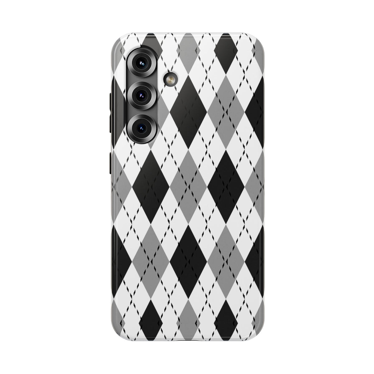 Monochrome Argyle Tough Samsung Case