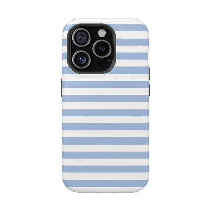 White and Blue Stripes MagSafe Tough iPhone Case