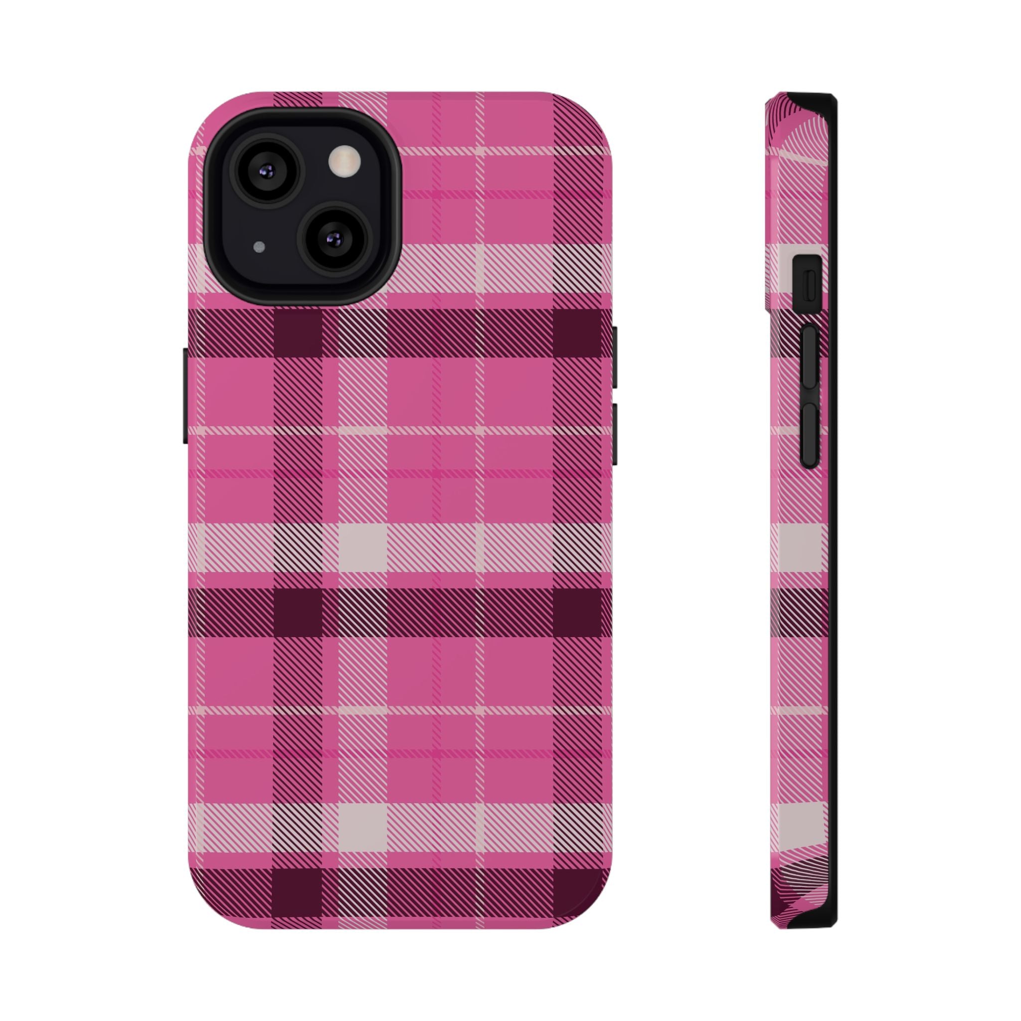 Pink Plaid Tough iPhone Case