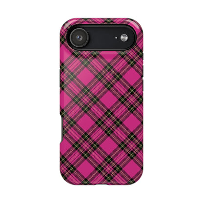 Pink Tartan MagSafe Tough iPhone Case