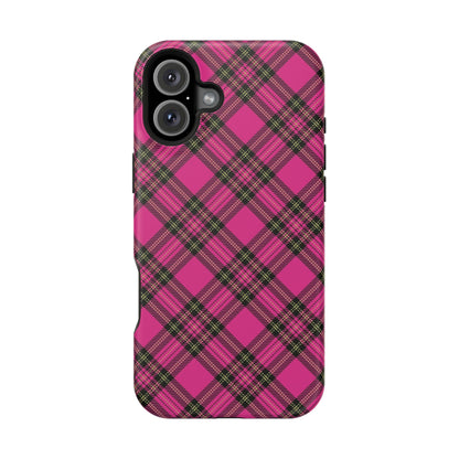 Pink Tartan MagSafe Tough iPhone Case