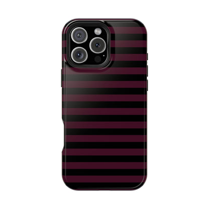Burgundy and Black Stripes MagSafe Tough iPhone Case