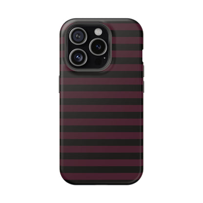 Burgundy and Black Stripes MagSafe Tough iPhone Case