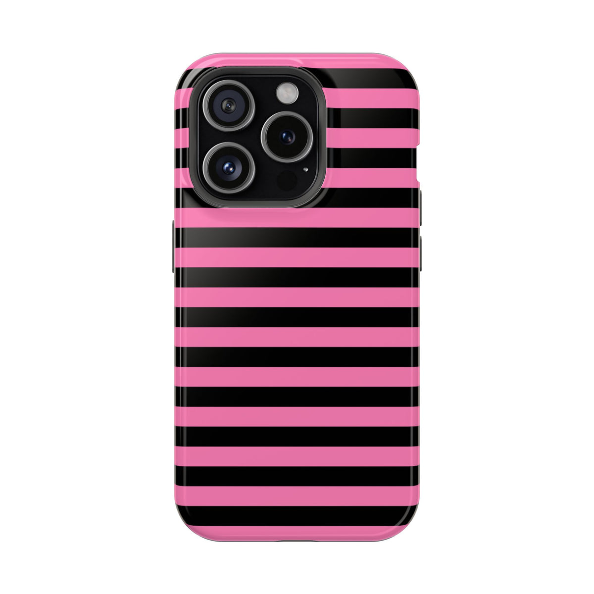 Pink and Black Stripes Tough iPhone Case